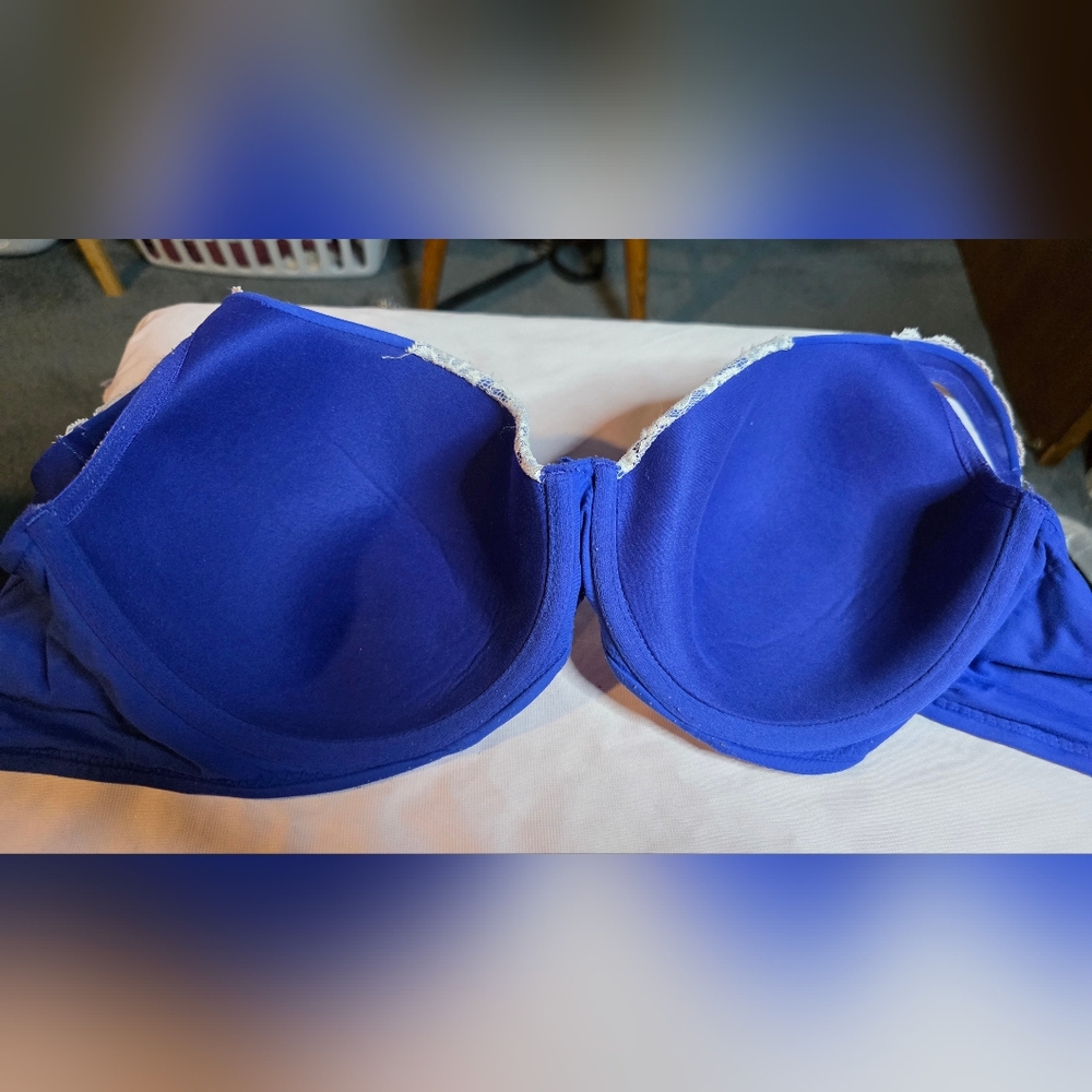 Soma Embraceable Blue Full Coverage Lace Trim Bra Size 42D - Picture 3 of 4